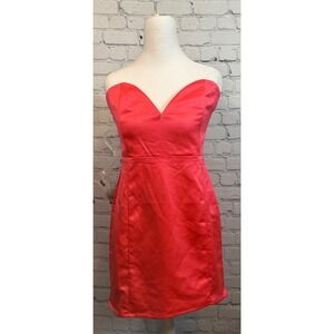 Superdown XL Mini Dress Strapless Sweetheart Neckline Party Cocktail Club‎ Coral